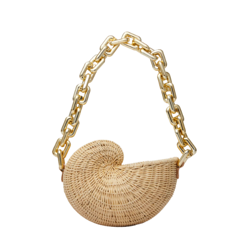 Wicker and Gold Shell Handbag